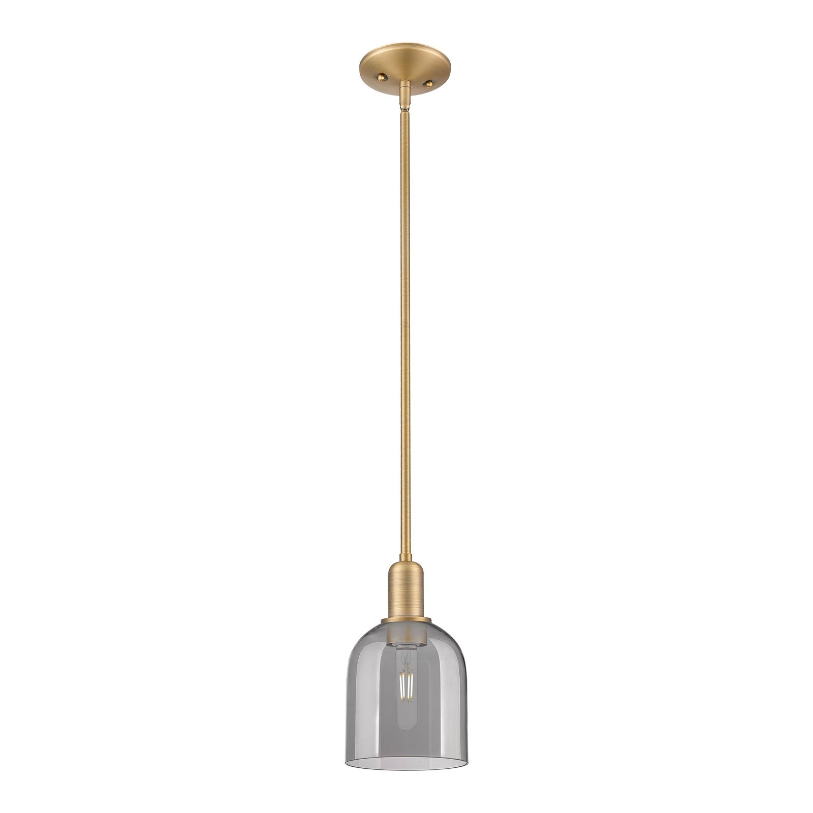 Innovations Bella 6in 1-Light Mini Pendant | Industrial Brushed Brass and Light Smoke Glass | Kitchen Island & Dining Room | Model 716-1S-BB-G558-6SM