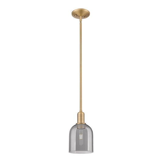 Innovations Bella 6in 1-Light Mini Pendant | Industrial Brushed Brass and Light Smoke Glass | Kitchen Island & Dining Room | Model 716-1S-BB-G558-6SM