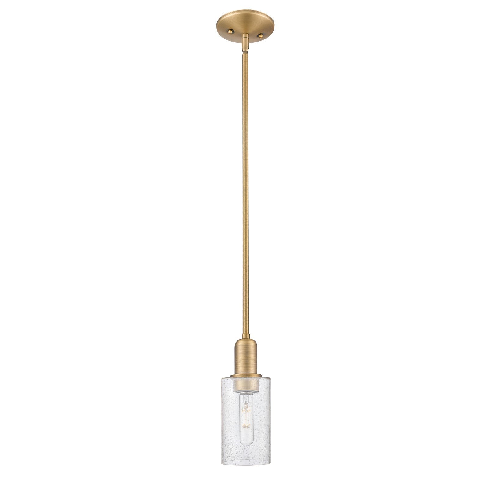 Innovations Clymer 4in 1-Light Mini Pendant | Industrial Brushed Brass Steel and Seedy Glass | Kitchen Island & Dining Room | 3.88 | Model 716-1S-BB-G804