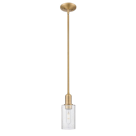 Innovations Clymer 4in 1-Light Mini Pendant | Industrial Brushed Brass Steel and Seedy Glass | Kitchen Island & Dining Room | 3.88 | Model 716-1S-BB-G804