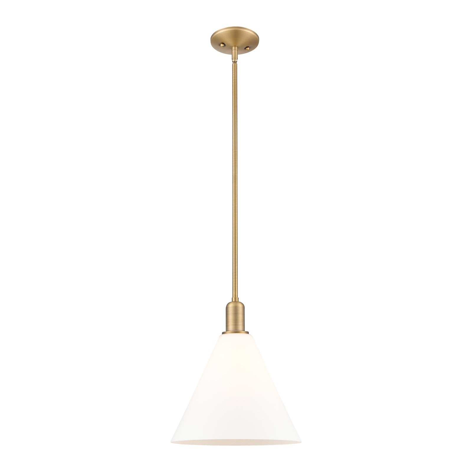Innovations Berkshire Glass 12in 1-Light Mini Pendant | Industrial Brushed Brass Steel and Matte White Glass | Kitchen Island & | Model 716-1S-BB-GBC-121