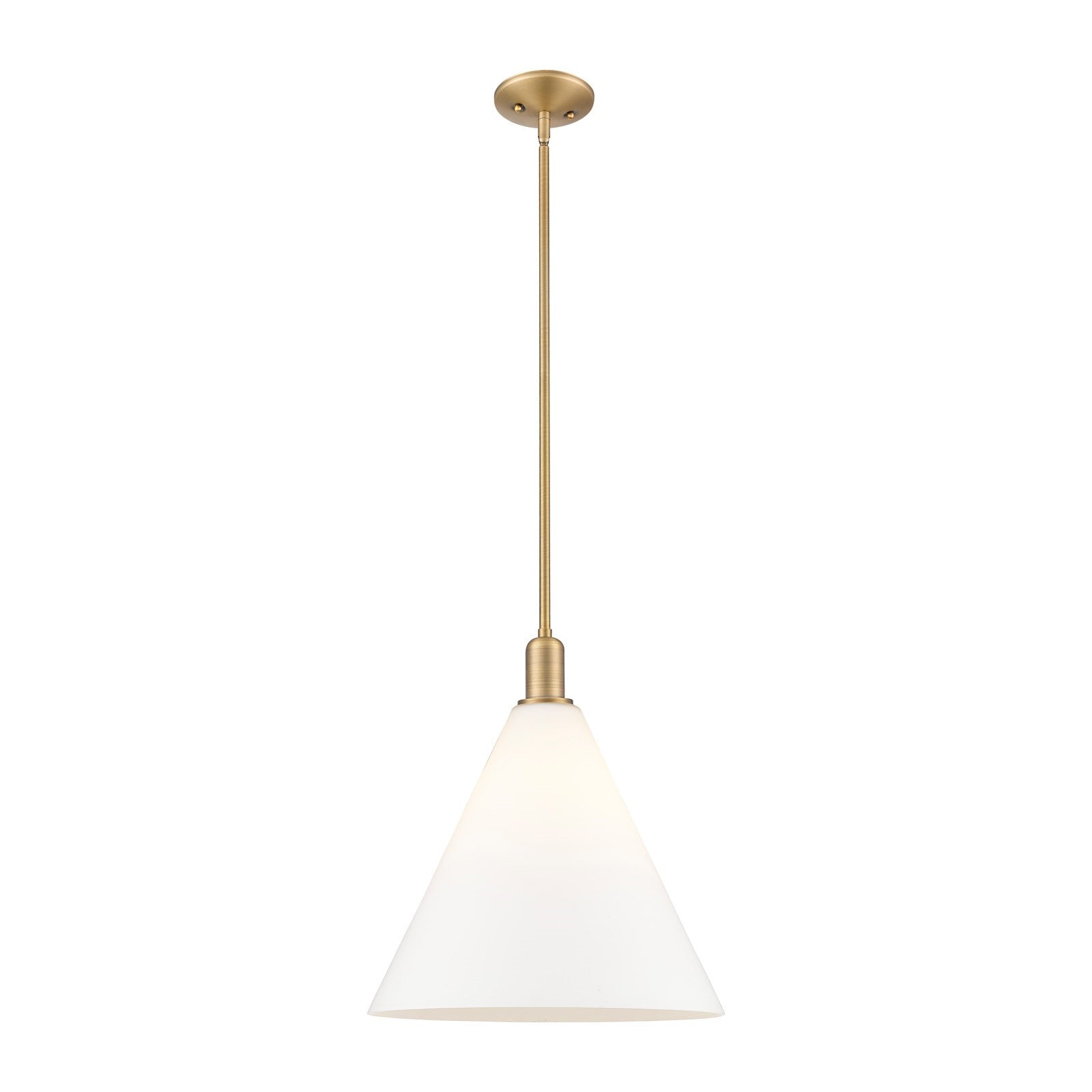 Innovations Berkshire Glass 16in 1-Light Mini Pendant | Industrial Brushed Brass Steel and Matte White Glass | Kitchen Island & | Model 716-1S-BB-GBC-161