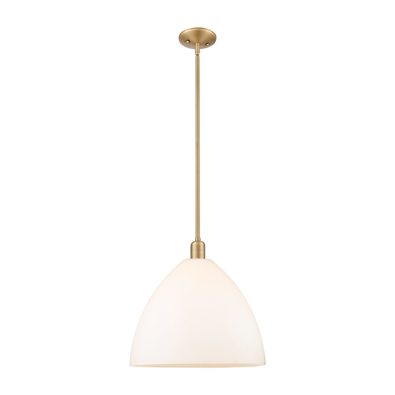 Innovations Bristol 16in 1-Light Mini Pendant | Industrial Brushed Brass Steel and Matte White Glass | Kitchen Island & Dining | Model 716-1S-BB-GBD-161