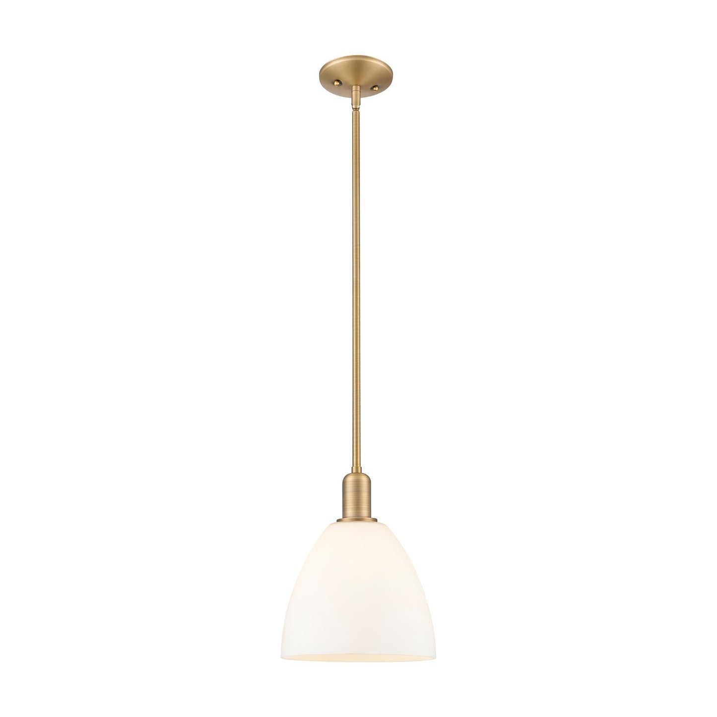 Innovations Bristol 9in 1-Light Mini Pendant | Industrial Brushed Brass Steel and Matte White Glass | Kitchen Island & Dining | Model 716-1S-BB-GBD-91