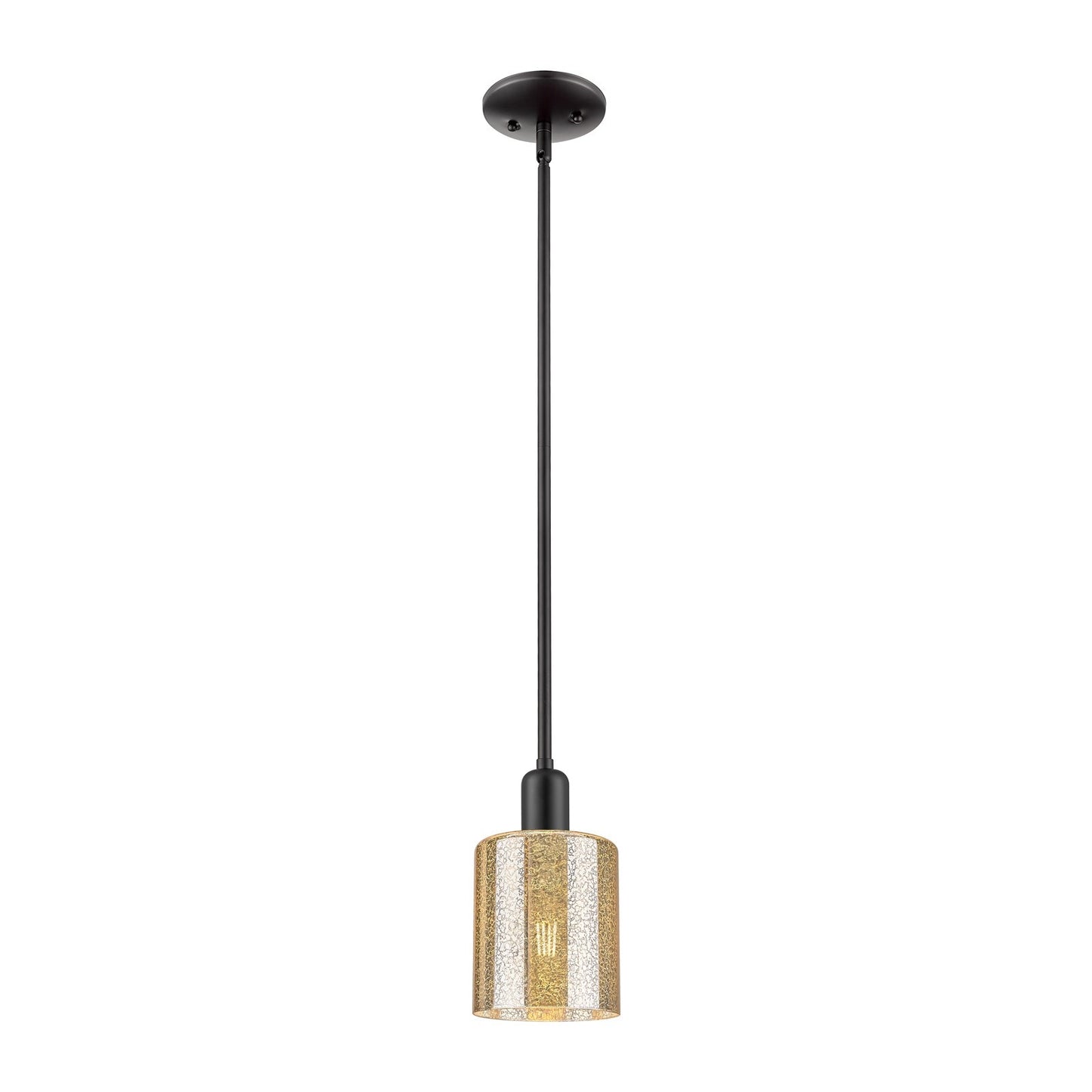 Innovations Cobbleskill 5in 1-Light Mini Pendant | Industrial Matte Black Steel and Mercury Glass | Kitchen Island & Dining Room | Model 716-1S-BK-G116