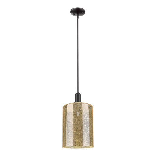 Innovations Cobbleskill 9in 1-Light Mini Pendant | Industrial Matte Black Steel and Mercury Glass | Kitchen Island & Dining Room | Model 716-1S-BK-G116-L