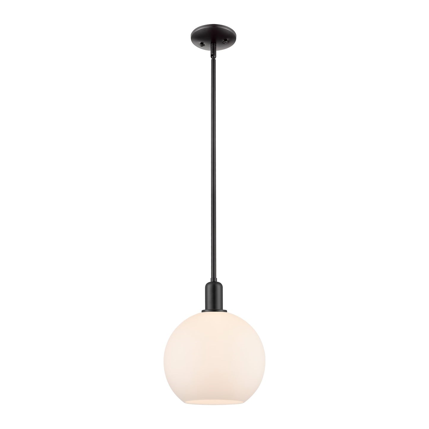 Innovations Athens 10in 1-Light Mini Pendant | Industrial Matte Black Steel and Matte White Glass | Kitchen Island & Dining Room | Model 716-1S-BK-G121-10