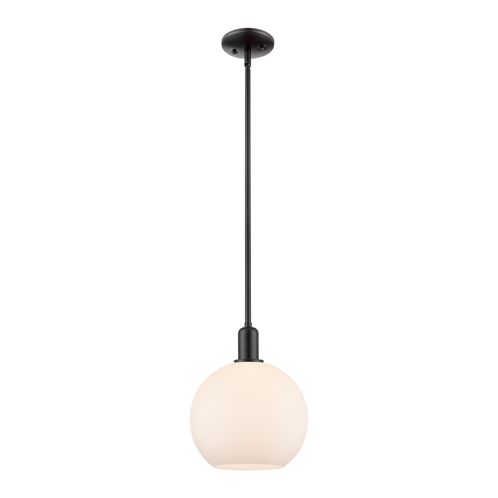 Innovations Athens 10in 1-Light Mini Pendant | Industrial Matte Black Steel and Matte White Glass | Kitchen Island & Dining Room | Model 716-1S-BK-G121-10
