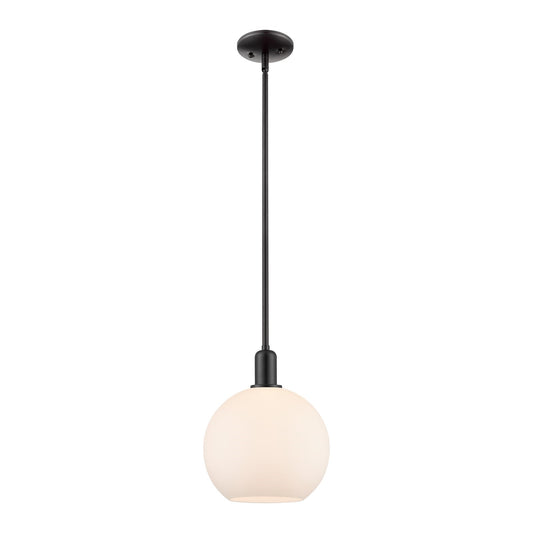 Innovations Athens 10in 1-Light Mini Pendant | Industrial Matte Black Steel and Matte White Glass | Kitchen Island & Dining Room | Model 716-1S-BK-G121-10