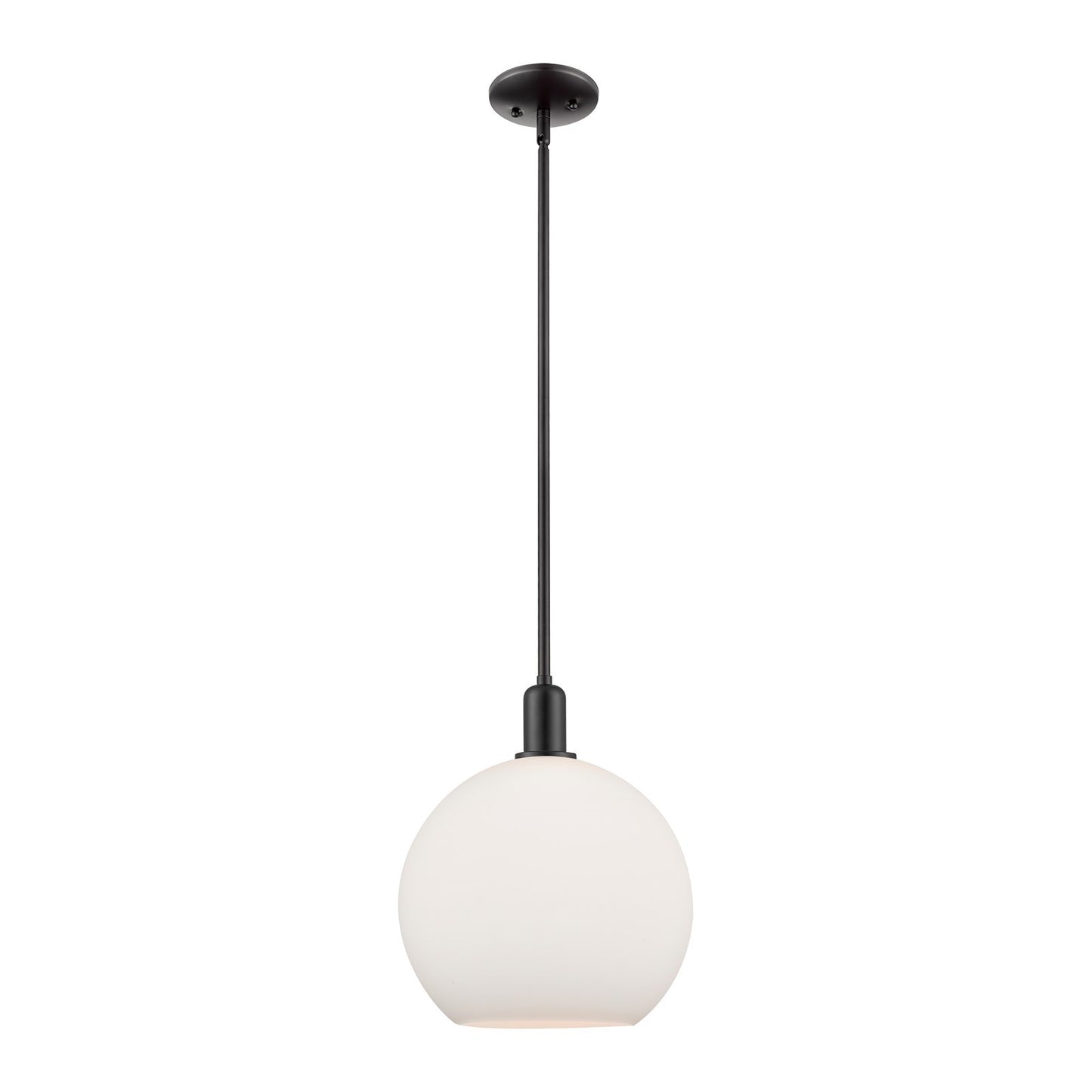Innovations Athens 12in 1-Light Mini Pendant | Industrial Matte Black Steel and Matte White Glass | Kitchen Island & Dining Room | Model 716-1S-BK-G121-12