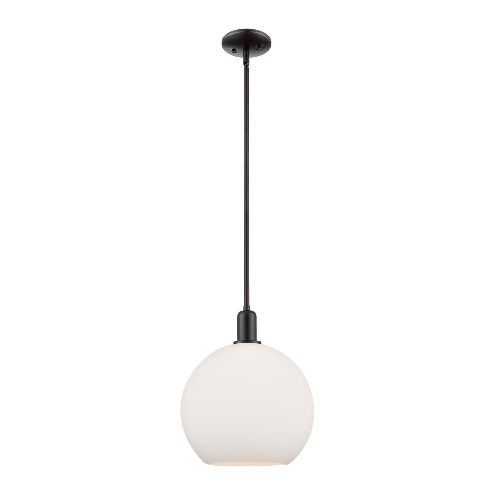 Innovations Athens 12in 1-Light Mini Pendant | Industrial Matte Black Steel and Matte White Glass | Kitchen Island & Dining Room | Model 716-1S-BK-G121-12