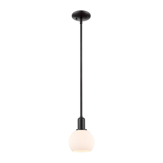 Innovations Athens 6in 1-Light Mini Pendant | Industrial Matte Black Steel and Matte White Glass | Kitchen Island & Dining Room | Model 716-1S-BK-G121-6