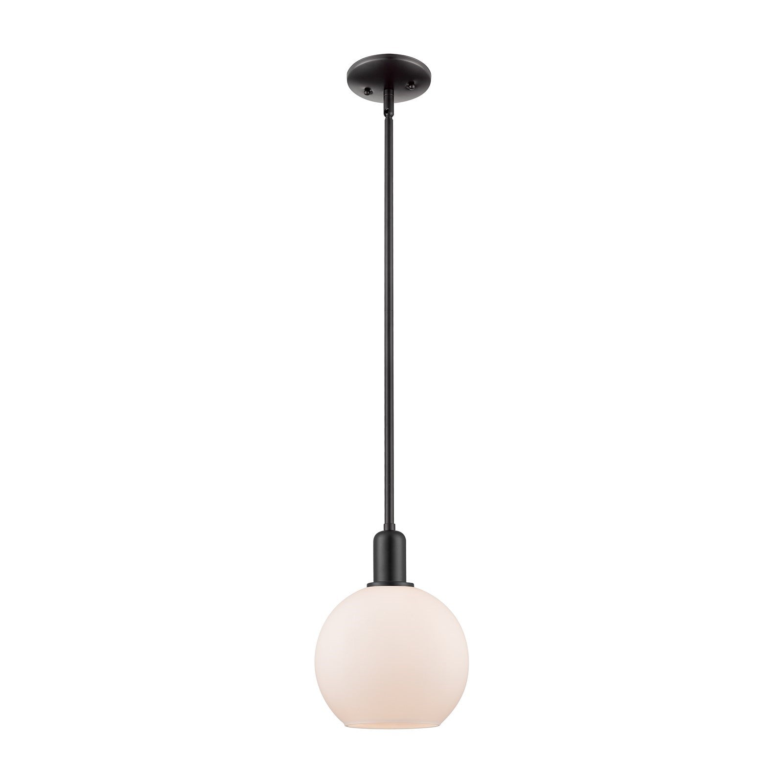 Innovations Athens 8in 1-Light Mini Pendant | Industrial Matte Black Steel and Matte White Glass | Kitchen Island & Dining Room | Model 716-1S-BK-G121-8