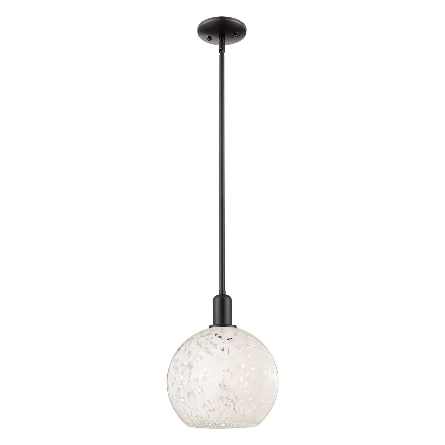 Innovations Arcadia 10in 1-Light Mini Pendant | Industrial Matte Black Steel and White Mouchette Glass | Kitchen Island & | Model 716-1S-BK-G1216-10WM