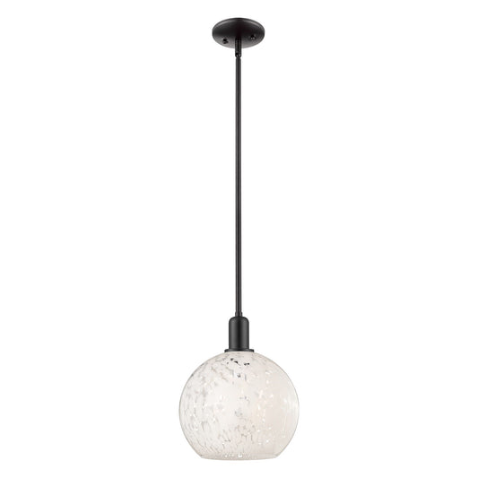 Innovations Arcadia 10in 1-Light Mini Pendant | Industrial Matte Black Steel and White Mouchette Glass | Kitchen Island & | Model 716-1S-BK-G1216-10WM