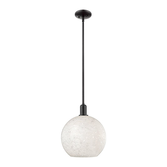 Innovations Arcadia 12in 1-Light Mini Pendant | Industrial Matte Black Steel and White Mouchette Glass | Kitchen Island & | Model 716-1S-BK-G1216-12WM