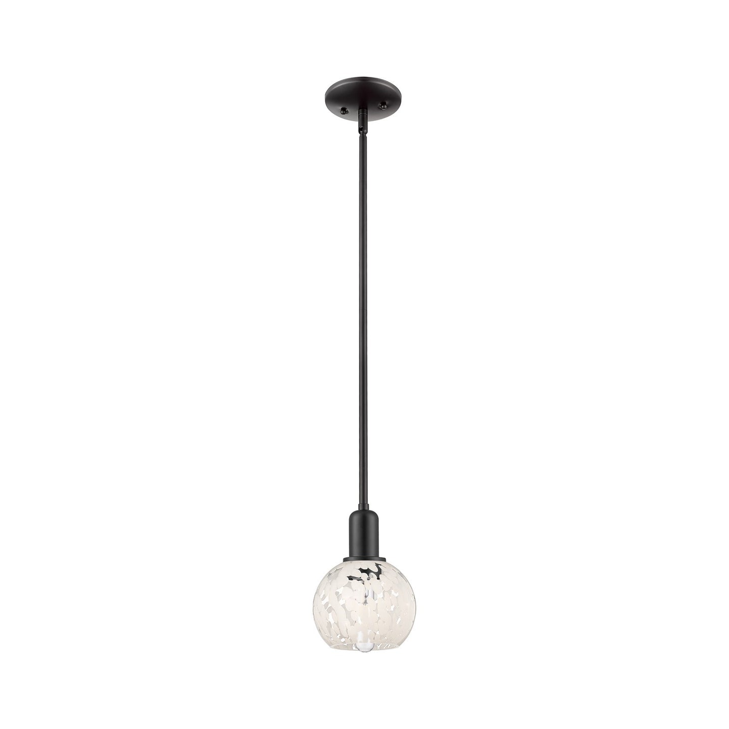 Innovations White Mouchette 6in 1-Light Mini Pendant | Industrial Matte Black Steel and White Glass | Kitchen Island & Dining | Model 716-1S-BK-G1216-6WM