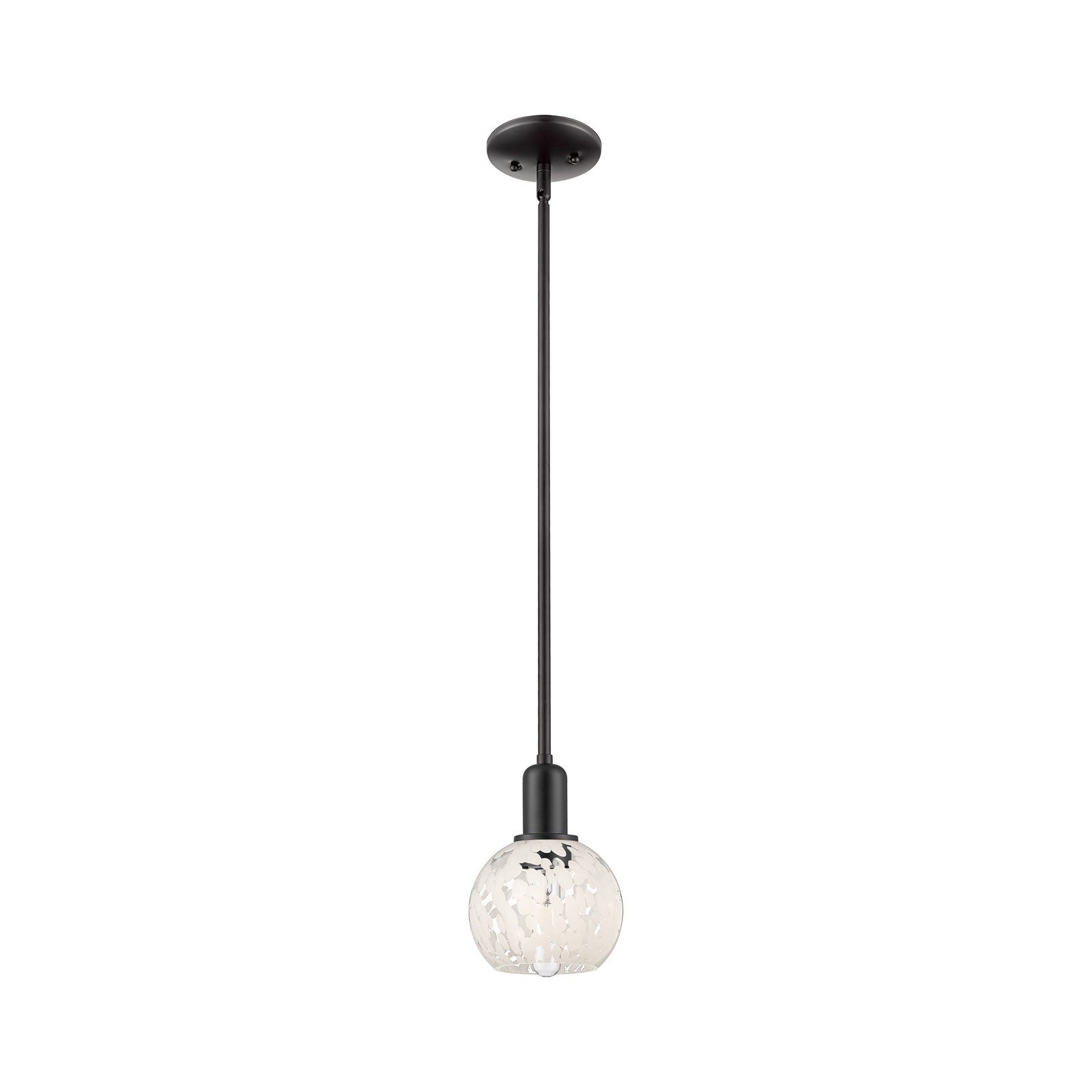 Innovations White Mouchette 6in 1-Light Mini Pendant | Industrial Matte Black Steel and White Glass | Kitchen Island & Dining | Model 716-1S-BK-G1216-6WM