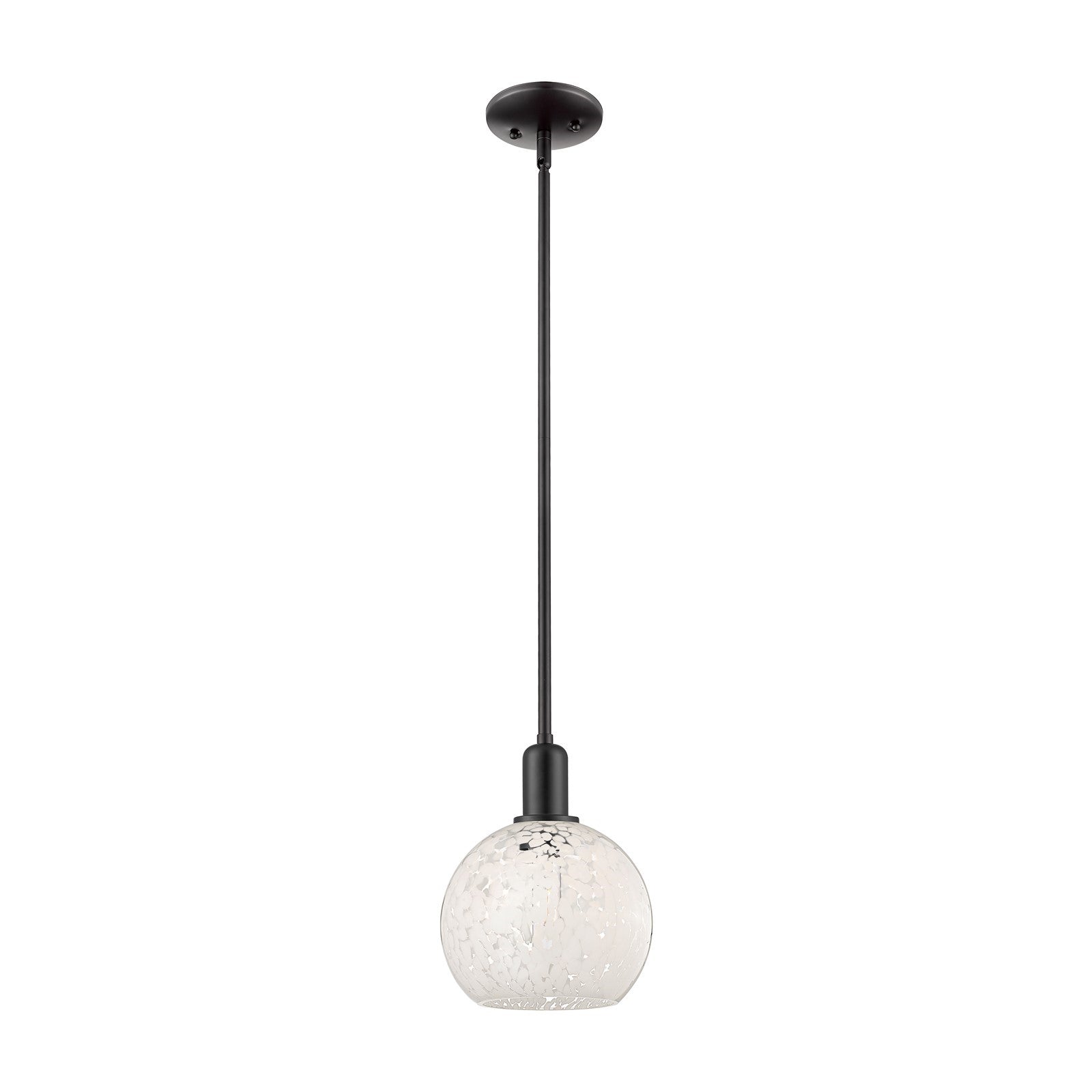 Innovations Lighting Arcadia 8in 1-Light Mini Pendant | Industrial Matte Black Steel and White Mouchette Glass | Kitchen | Model 716-1S-BK-G1216-8WM
