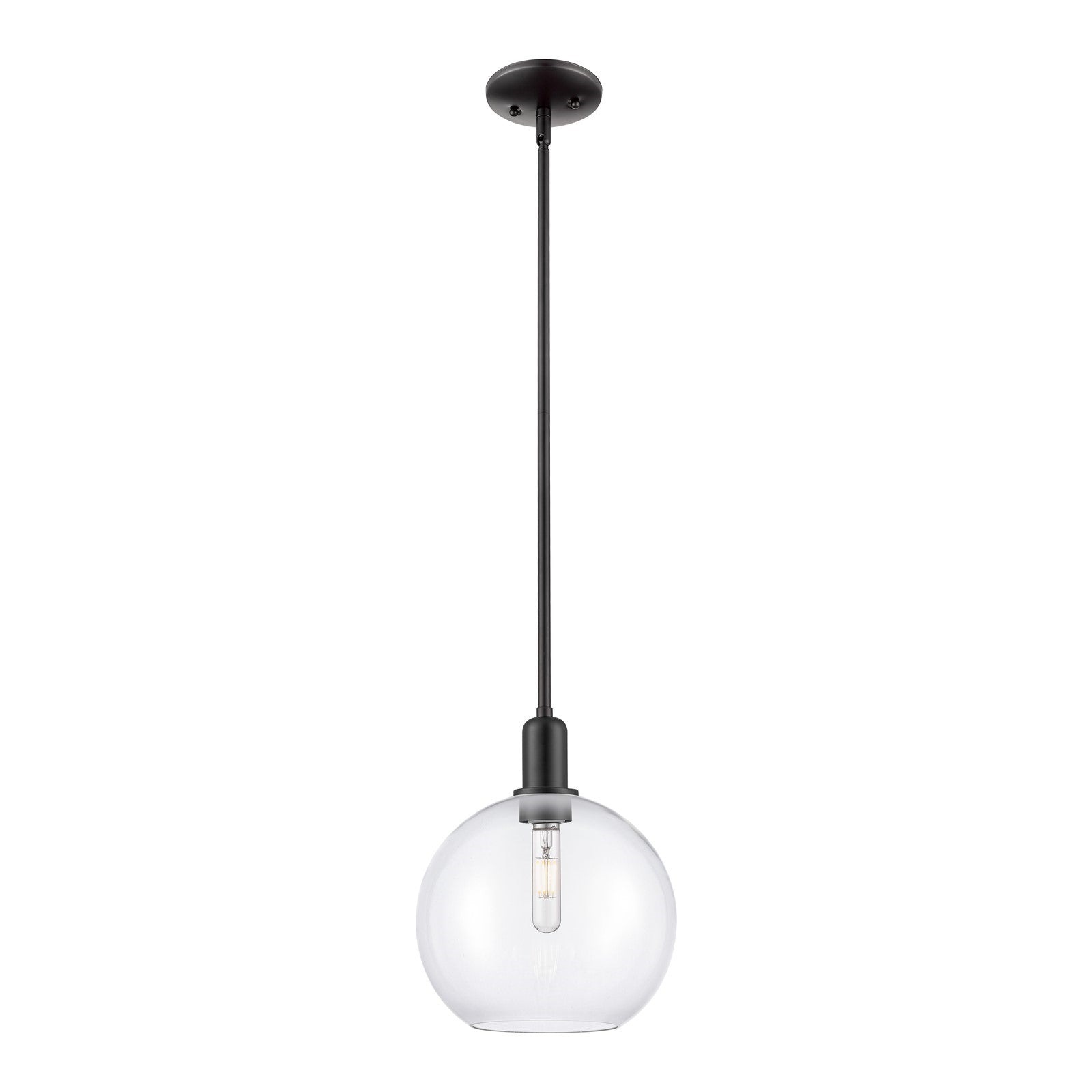 Innovations Athens 10in 1-Light Mini Pendant | Industrial Matte Black Steel and Clear Glass | Kitchen Island & Dining Room | 10 | Model 716-1S-BK-G122-10
