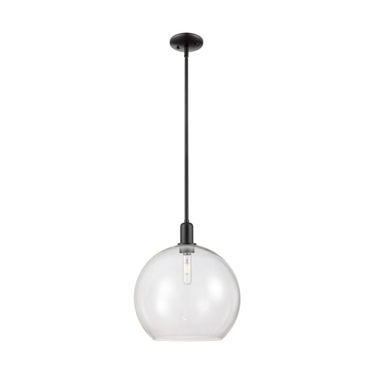 Innovations Athens 14in 1-Light Mini Pendant | Industrial Matte Black Steel and Clear Glass | Kitchen Island & Dining Room | Model 716-1S-BK-G122-14