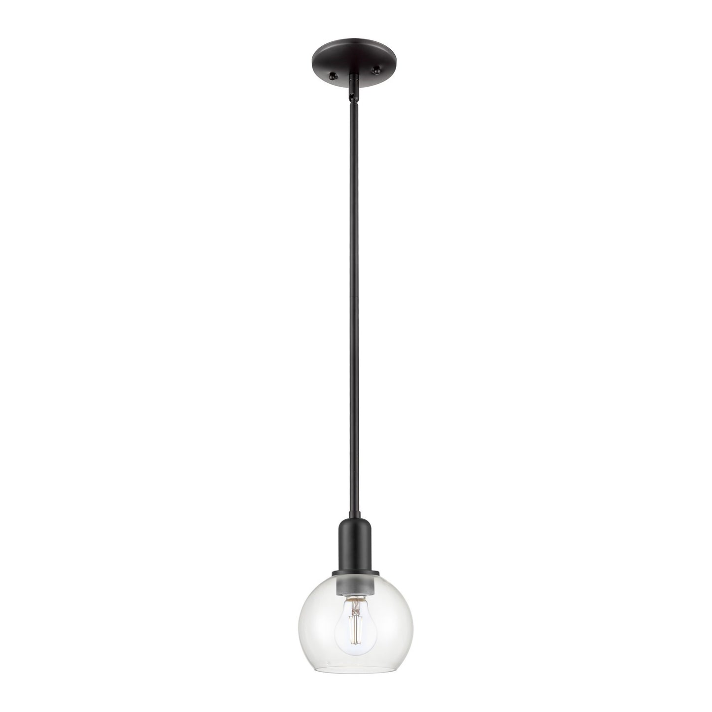 Innovations Athens 6in 1-Light Mini Pendant | Industrial Matte Black Steel and Clear Glass | Kitchen Island & Dining Room | 5.88 | Model 716-1S-BK-G122-6