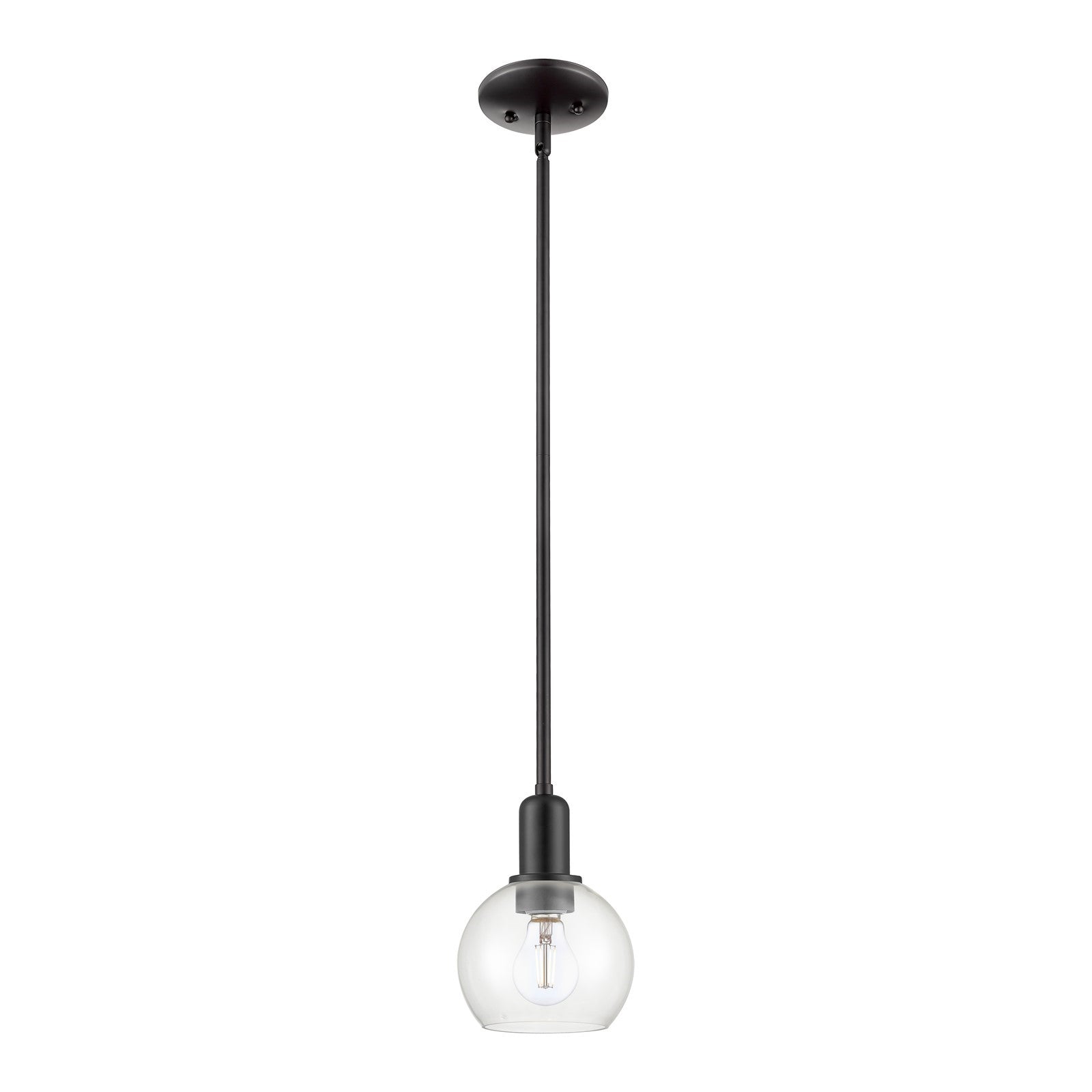 Innovations Athens 6in 1-Light Mini Pendant | Industrial Matte Black Steel and Clear Glass | Kitchen Island & Dining Room | 5.88 | Model 716-1S-BK-G122-6
