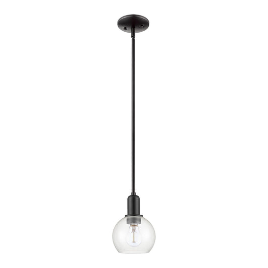 Innovations Athens 6in 1-Light Mini Pendant | Industrial Matte Black Steel and Clear Glass | Kitchen Island & Dining Room | 5.88 | Model 716-1S-BK-G122-6