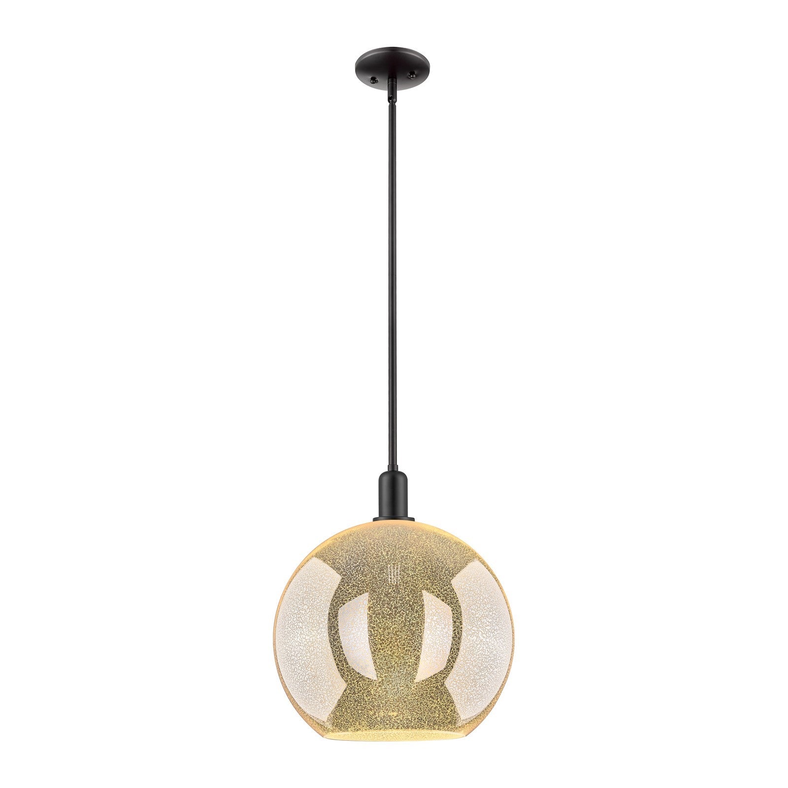 Innovations Athens 12in 1-Light Mini Pendant | Industrial Matte Black Steel and Mercury Glass | Kitchen Island & Dining Room | Model 716-1S-BK-G128-12