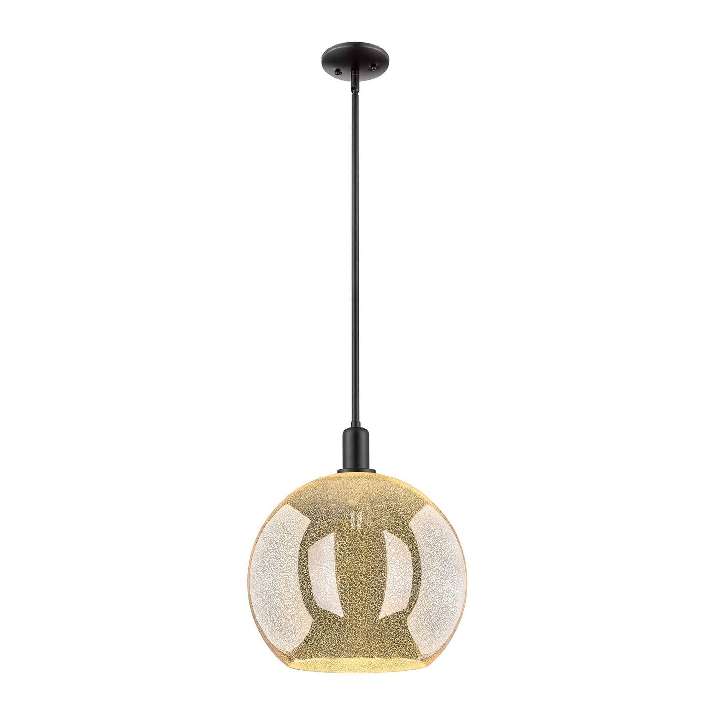 Innovations Athens 14in 1-Light Mini Pendant | Industrial Matte Black Steel and Mercury Glass | Kitchen Island & Dining Room | Model 716-1S-BK-G128-14
