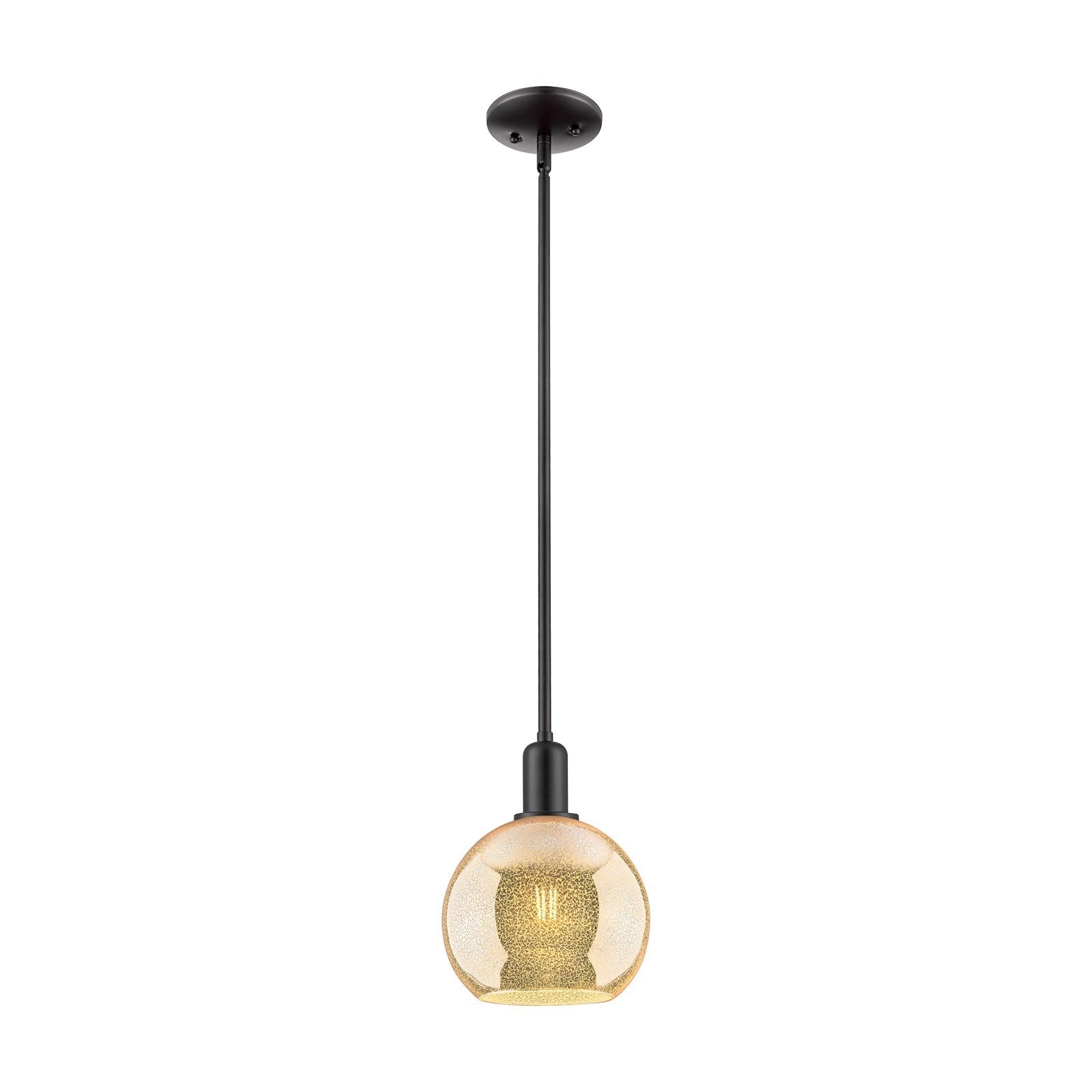 Innovations Athens 8in 1-Light Mini Pendant | Industrial Matte Black Steel and Mercury Glass | Kitchen Island | 8 x 8 x 10.62 in | Model 716-1S-BK-G128-8