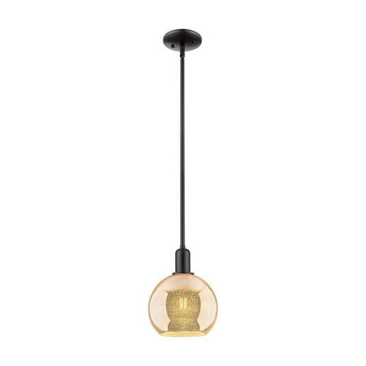 Innovations Athens 8in 1-Light Mini Pendant | Industrial Matte Black Steel and Mercury Glass | Kitchen Island | 8 x 8 x 10.62 in | Model 716-1S-BK-G128-8