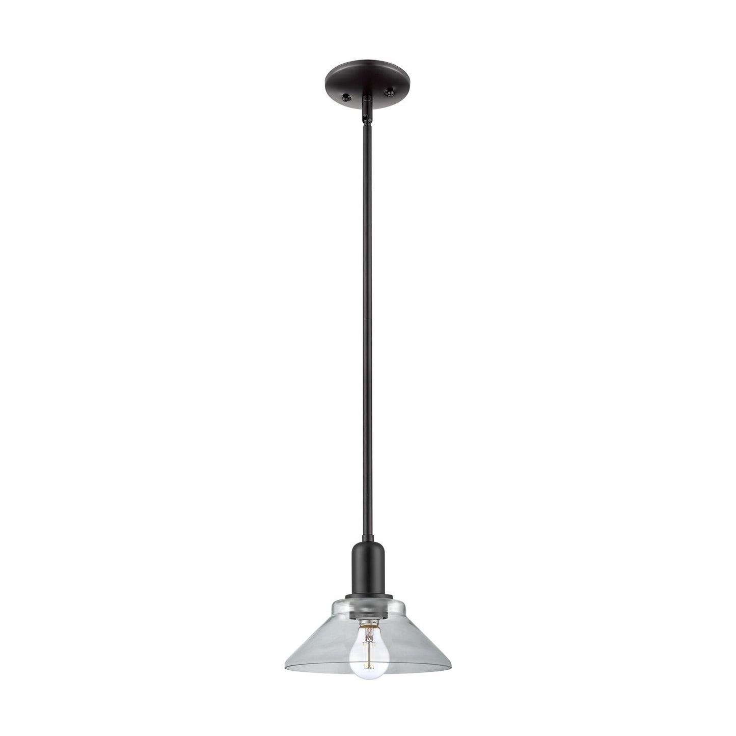 Innovations Orwell 8in 1-Light Mini Pendant | Industrial Matte Black Steel and Clear Glass | Kitchen Island & Dining Room | 8.38 x | Model 716-1S-BK-G132