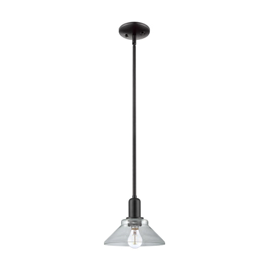 Innovations Orwell 8in 1-Light Mini Pendant | Industrial Matte Black Steel and Clear Glass | Kitchen Island & Dining Room | 8.38 x | Model 716-1S-BK-G132