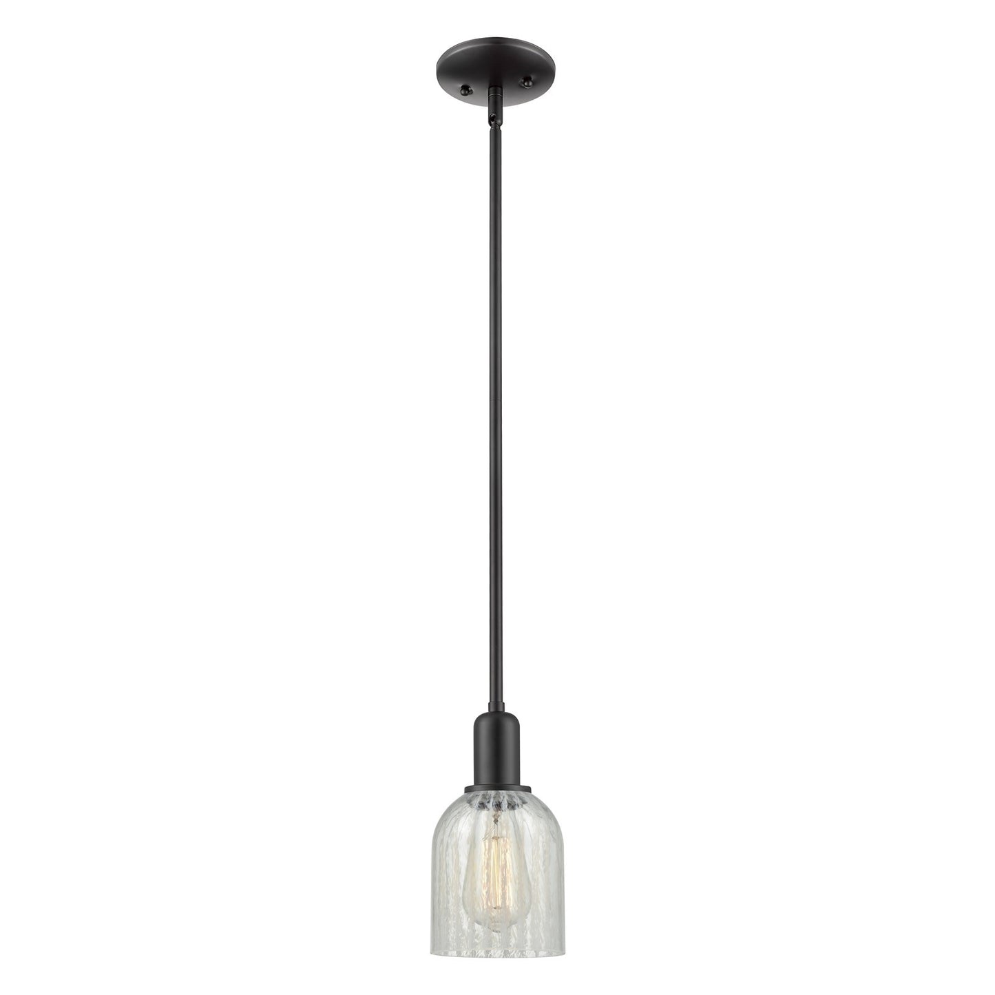 Innovations Caledonia 5in 1-Light Mini Pendant | Industrial Matte Black Steel and Mouchette Glass | Kitchen Island & Breakfast | Model 716-1S-BK-G2511