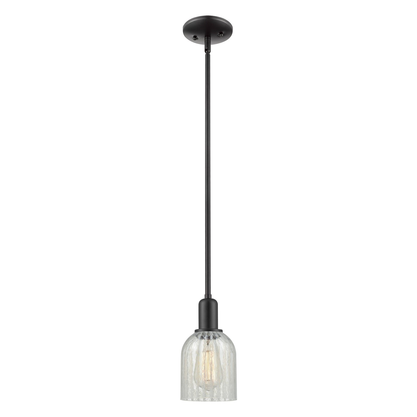 Innovations Caledonia 5in 1-Light Mini Pendant | Industrial Matte Black Steel and Mouchette Glass | Kitchen Island & Breakfast | Model 716-1S-BK-G2511