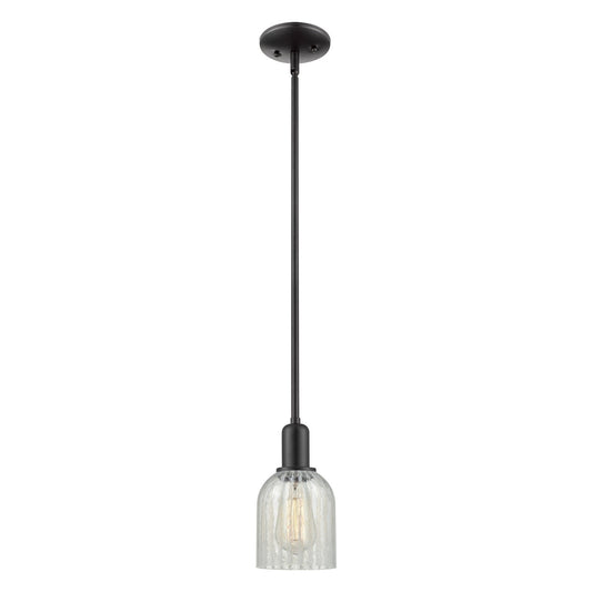 Innovations Caledonia 5in 1-Light Mini Pendant | Industrial Matte Black Steel and Mouchette Glass | Kitchen Island & Breakfast | Model 716-1S-BK-G2511