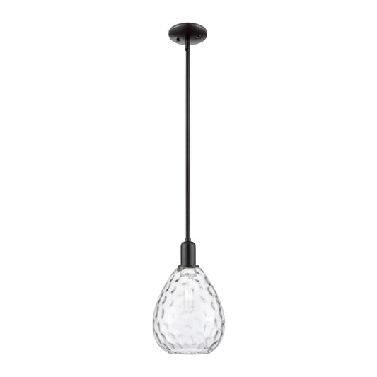 Innovations Waverly 8in 1-Light Mini Pendant | Industrial Matte Black Steel and Clear Glass | Kitchen Island & Dining Room | 8 x 8 | Model 716-1S-BK-G372