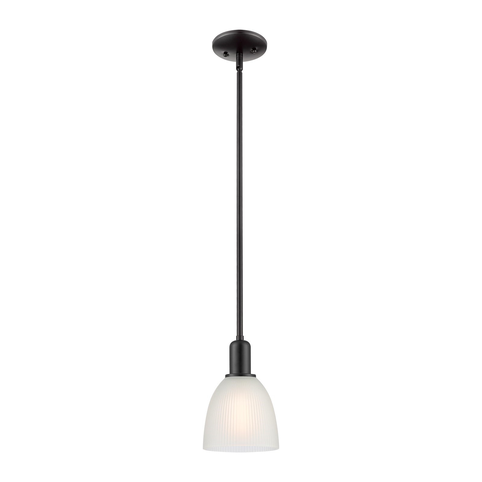 Innovations Castile 6in 1-Light Mini Pendant | Industrial Matte Black Steel and White Glass | Kitchen Island & Dining Room | Damp | Model 716-1S-BK-G381