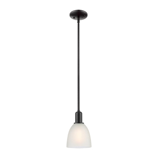 Innovations Castile 6in 1-Light Mini Pendant | Industrial Matte Black Steel and White Glass | Kitchen Island & Dining Room | Damp | Model 716-1S-BK-G381