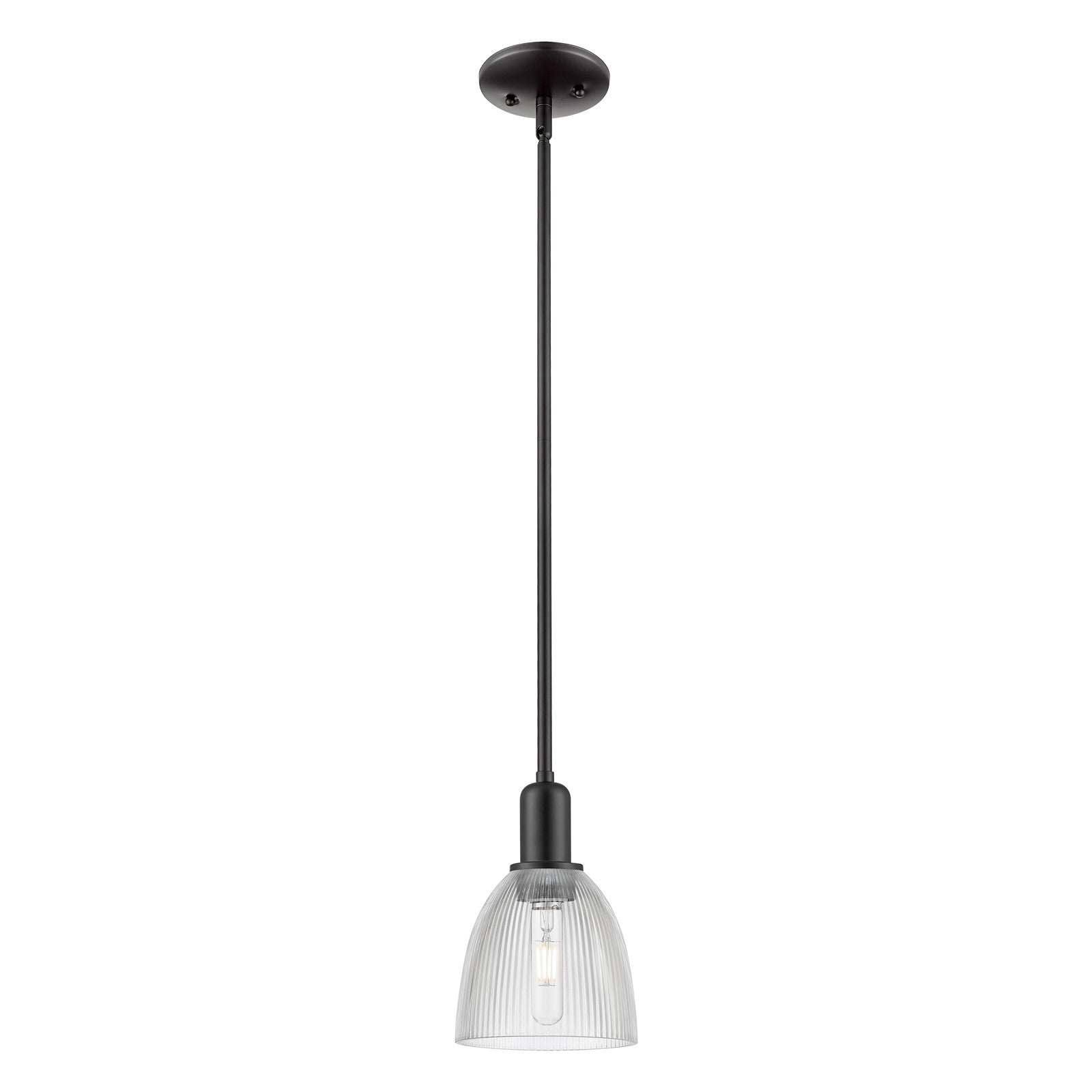 Innovations Castile 6in 1-Light Mini Pendant | Industrial Matte Black Steel and Clear Glass | Kitchen Island & Dining Room | 6 x 6 | Model 716-1S-BK-G382
