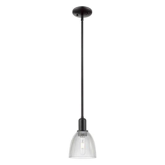 Innovations Castile 6in 1-Light Mini Pendant | Industrial Matte Black Steel and Clear Glass | Kitchen Island & Dining Room | 6 x 6 | Model 716-1S-BK-G382