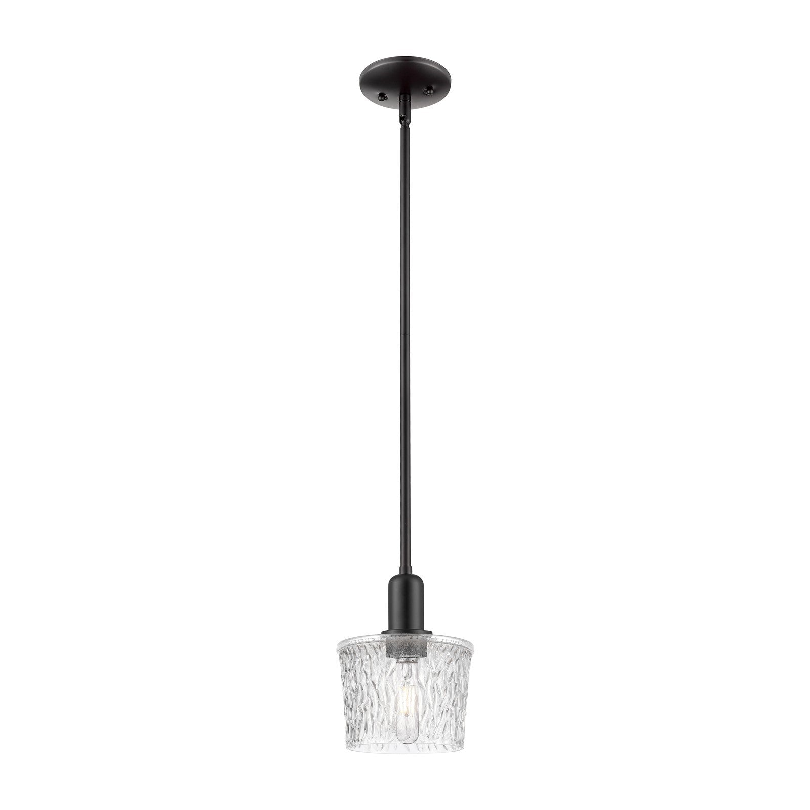 Innovations Niagara 7in 1-Light Mini Pendant | Industrial Matte Black Steel and Clear Glass | Kitchen Island & Dining Room | 6.5 x | Model 716-1S-BK-G402