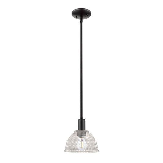 Innovations Arietta 8in 1-Light Mini Pendant | Industrial Matte Black Steel and Clear Glass | Kitchen Island & Dining Room | 8 x 8 | Model 716-1S-BK-G422