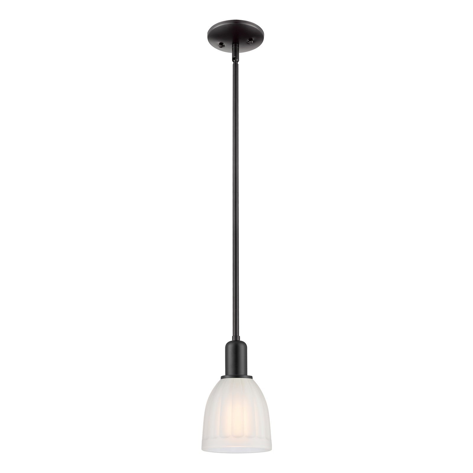 Innovations Brookfield 6in 1-Light Mini Pendant | Industrial Matte Black Steel and White Ribbed Glass | Kitchen Island & Dining | Model 716-1S-BK-G441