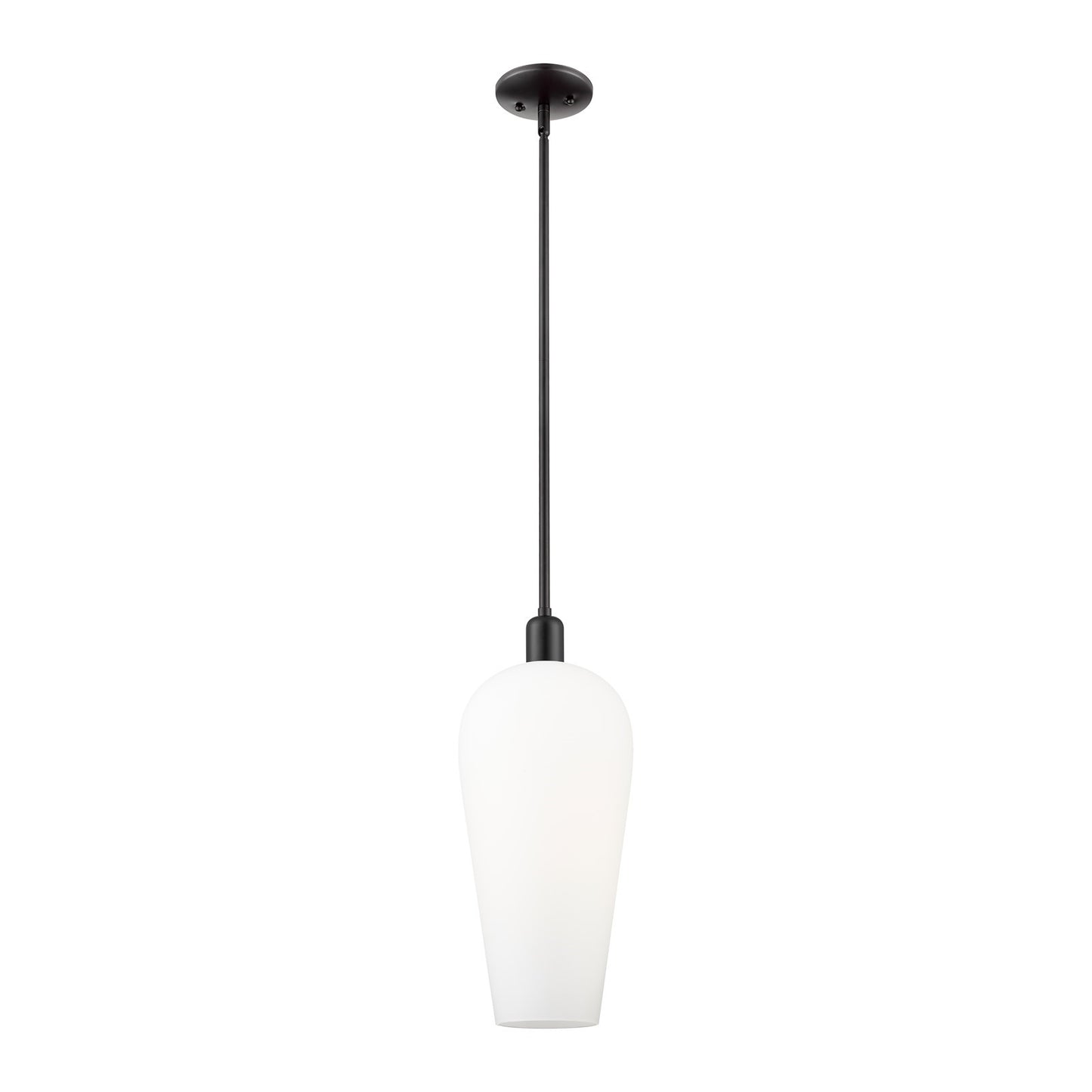 Innovations Chelsea 8in 1-Light Mini Pendant | Industrial Matte Black Steel and White Glass | Kitchen Island & Dining Room | Model 716-1S-BK-G456-8WH