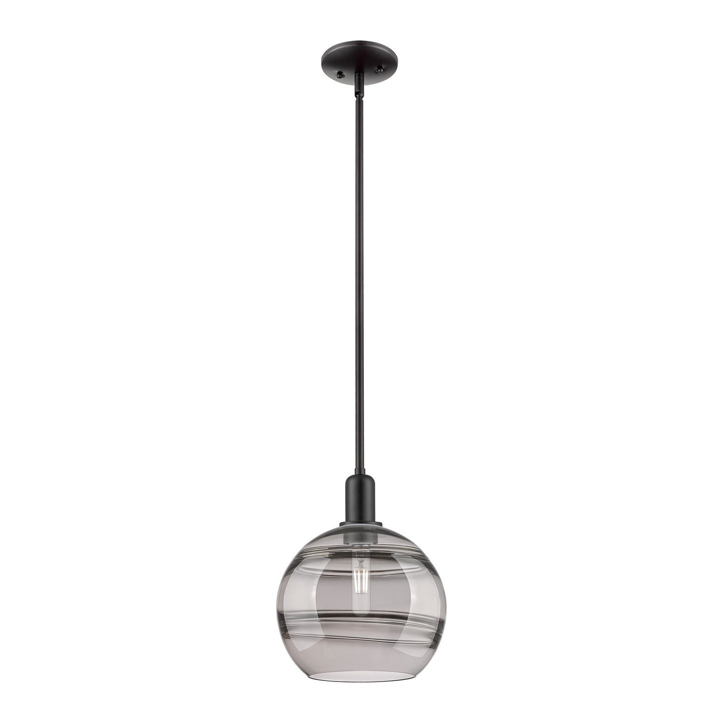 Innovations Rochester 10in 1-Light Mini Pendant | Industrial Matte Black Steel and Light Smoke Glass | Kitchen Island | 10 x | Model 716-1S-BK-G556-10SM