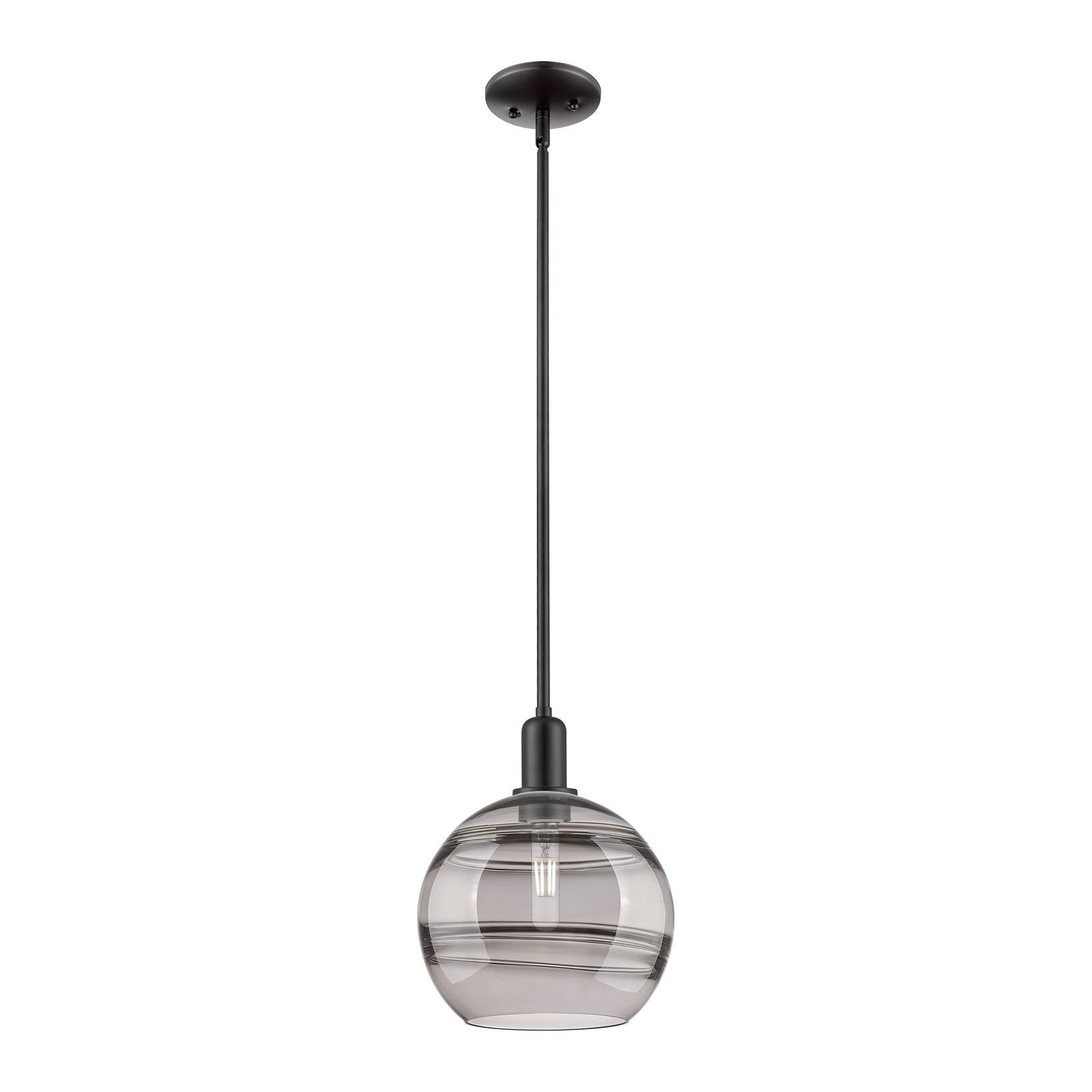 Innovations Rochester 10in 1-Light Mini Pendant | Industrial Matte Black Steel and Light Smoke Glass | Kitchen Island | 10 x | Model 716-1S-BK-G556-10SM