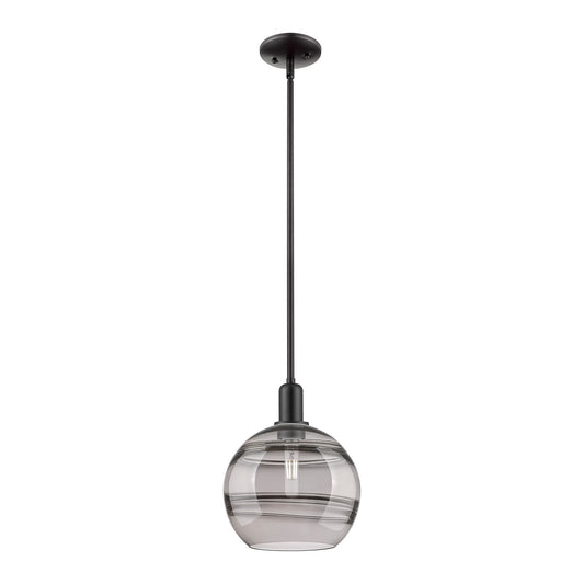 Innovations Rochester 10in 1-Light Mini Pendant | Industrial Matte Black Steel and Light Smoke Glass | Kitchen Island | 10 x | Model 716-1S-BK-G556-10SM
