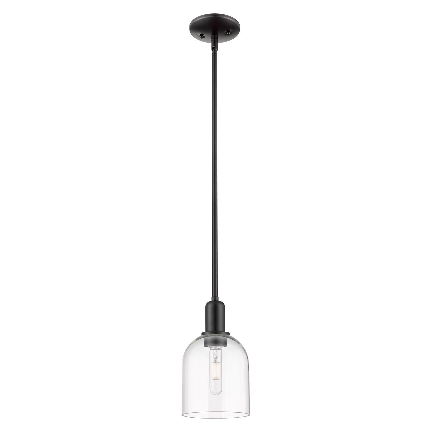 Innovations Bella 6in 1-Light Mini Pendant | Industrial Matte Black Steel and Clear Glass | Kitchen Island & Dining Room | 5.5 | Model 716-1S-BK-G558-6CL